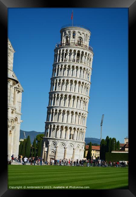 Pisa's Iconic Leaning Tower Framed Print by Ambrosini V