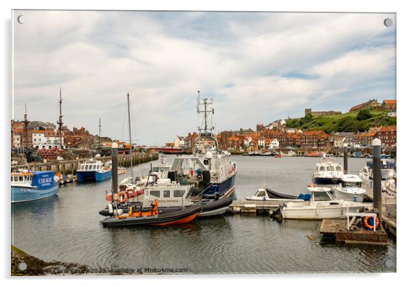 Boats moored up in Whitby marina Acrylic by Chris Yaxley
