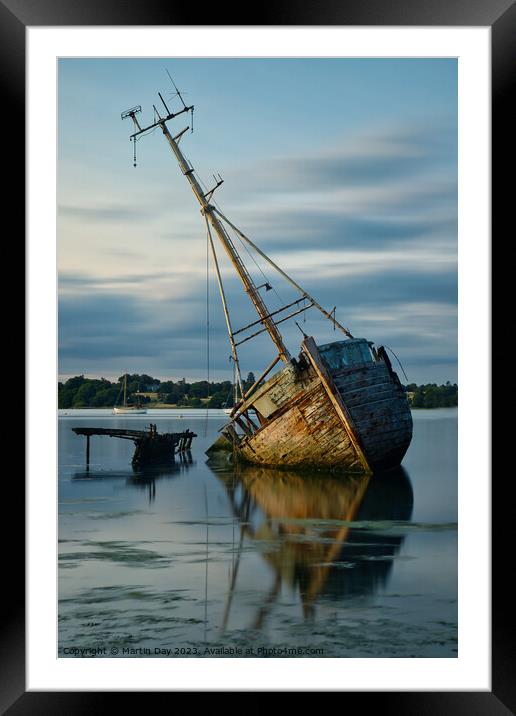Solitude Embodied: A Pin Mill Wreck Framed Mounted Print by Martin Day