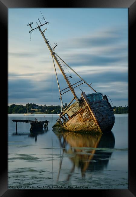 Solitude Embodied: A Pin Mill Wreck Framed Print by Martin Day