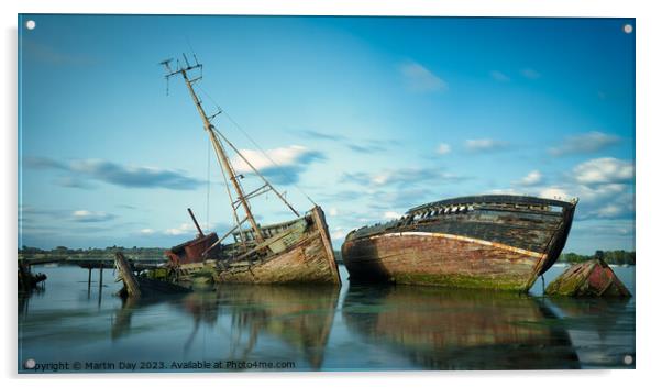 Tranquil Pin Mill Wrecks Acrylic by Martin Day