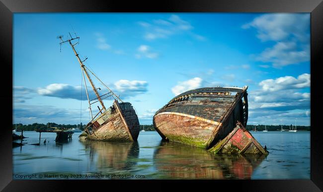 Tranquil Pin Mill Wrecks 2 Framed Print by Martin Day