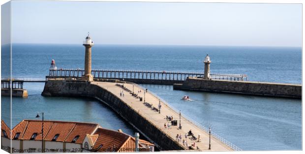 The Piers in Whitby harbour Canvas Print by Chris Yaxley