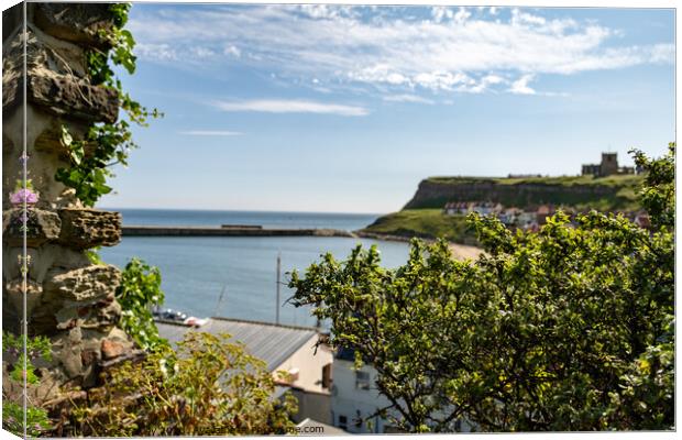 A high up view over Whitby harbour Canvas Print by Chris Yaxley