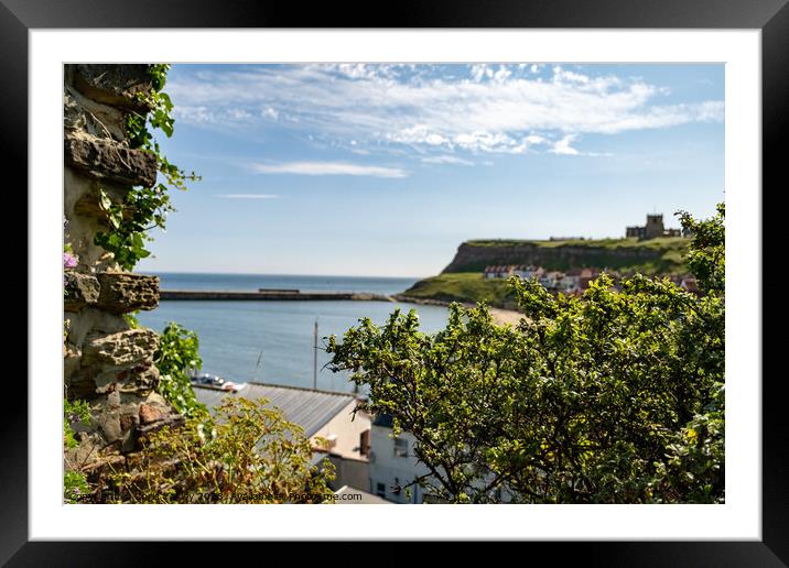 A high up view over Whitby harbour Framed Mounted Print by Chris Yaxley