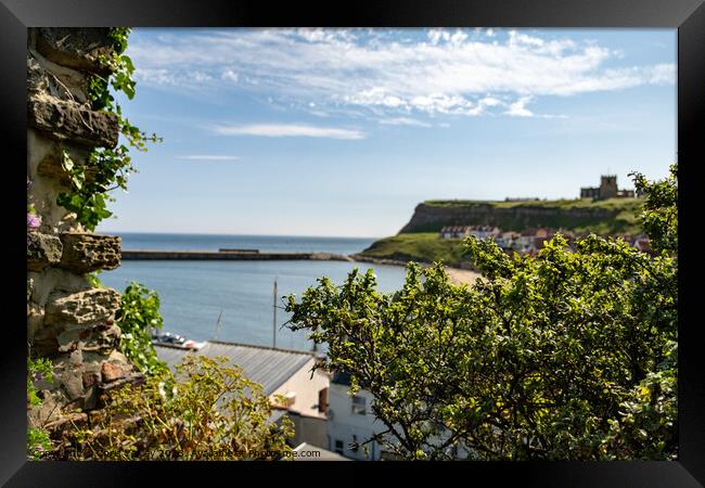A high up view over Whitby harbour Framed Print by Chris Yaxley