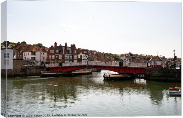 Swing bridge over the river in Whitby Harbour Canvas Print by Chris Yaxley