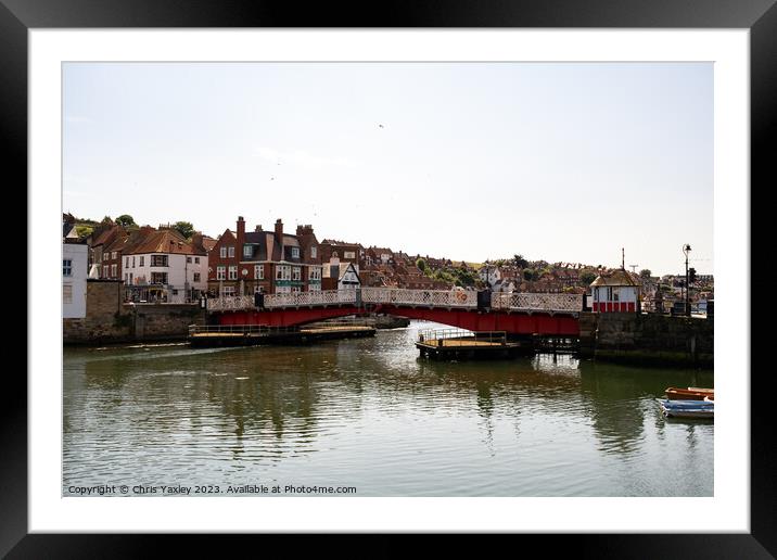 Swing bridge over the river in Whitby Harbour Framed Mounted Print by Chris Yaxley