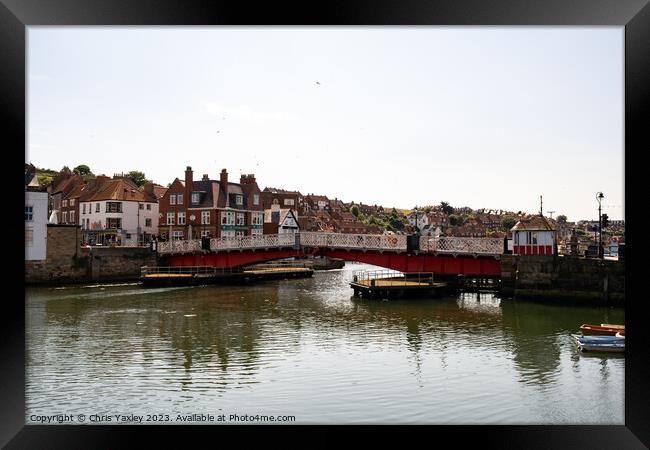 Swing bridge over the river in Whitby Harbour Framed Print by Chris Yaxley