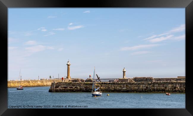 Tate Hill Pier in Whitby Framed Print by Chris Yaxley