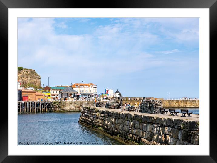 Tate Hill Pier in Whitby harbour Framed Mounted Print by Chris Yaxley