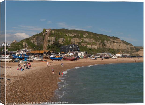 Summer at The Stade in Hastings. Canvas Print by Mark Ward