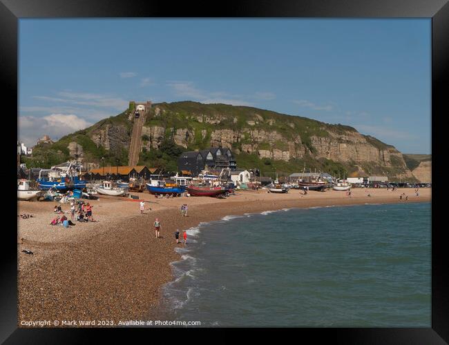 Summer at The Stade in Hastings. Framed Print by Mark Ward