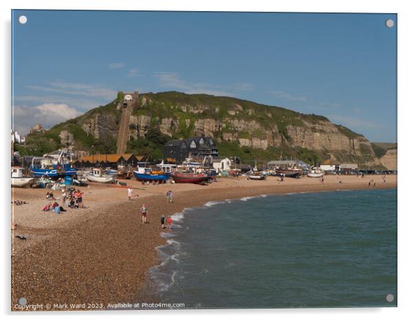 Summer at The Stade in Hastings. Acrylic by Mark Ward