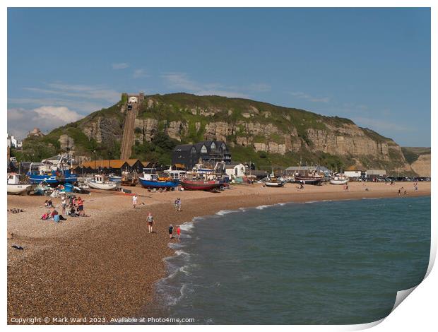 Summer at The Stade in Hastings. Print by Mark Ward