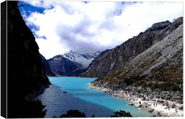 Turquiose blue glacial high in the Andes in Peru Canvas Print by Steve Painter