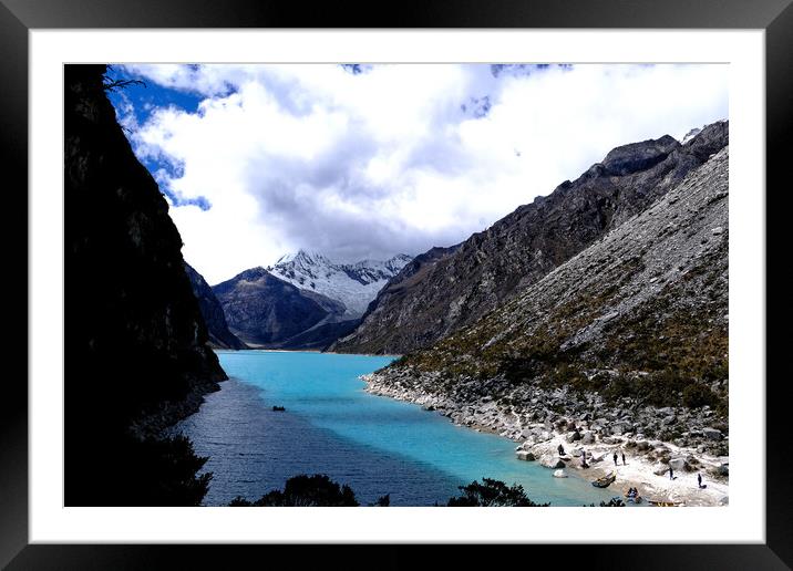 Turquiose blue glacial high in the Andes in Peru Framed Mounted Print by Steve Painter