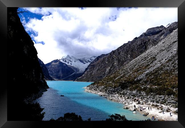Turquiose blue glacial high in the Andes in Peru Framed Print by Steve Painter