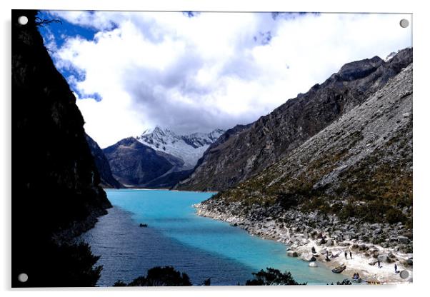 Turquiose blue glacial high in the Andes in Peru Acrylic by Steve Painter