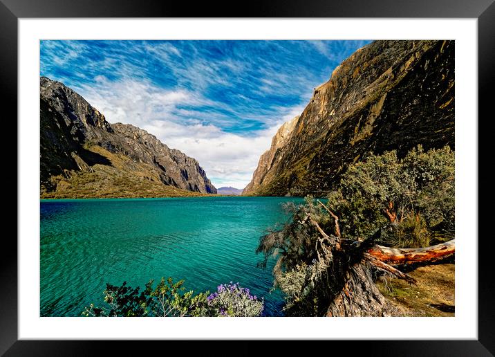 Turquoise lagoon in the high  Andes Framed Mounted Print by Steve Painter