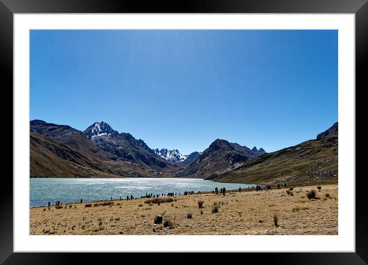 Laguna Quericocha high in the Peruvian Andes Framed Mounted Print by Steve Painter