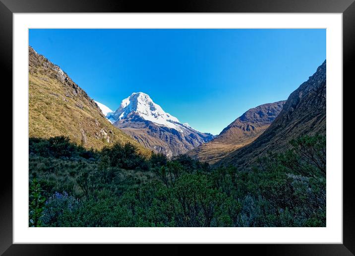 Distant snow covered peak far in the distance Framed Mounted Print by Steve Painter