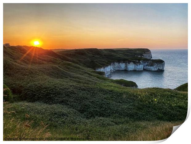 Sunset at Flamborough Head, Bridlington Print by Gemma De Cet