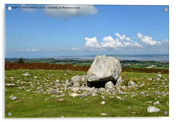 King Arthur's Stone Cefn Bryn Ridge Gower AONB Acrylic by Nick Jenkins