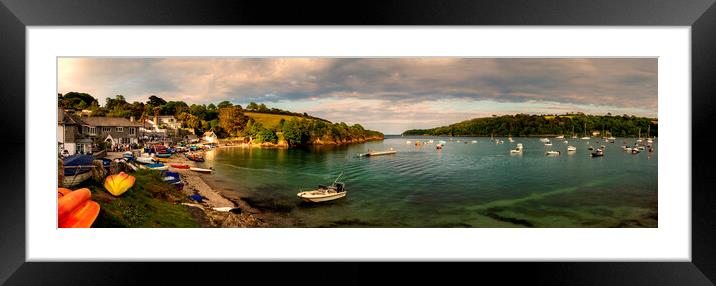 The Ferry Boat Inn, Helford Passage at sunset Framed Mounted Print by Maggie McCall