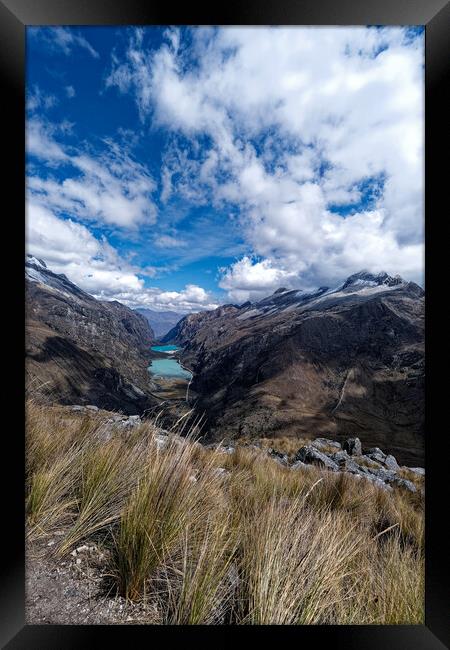 Distant glacial lakes in the Andeas Framed Print by Steve Painter