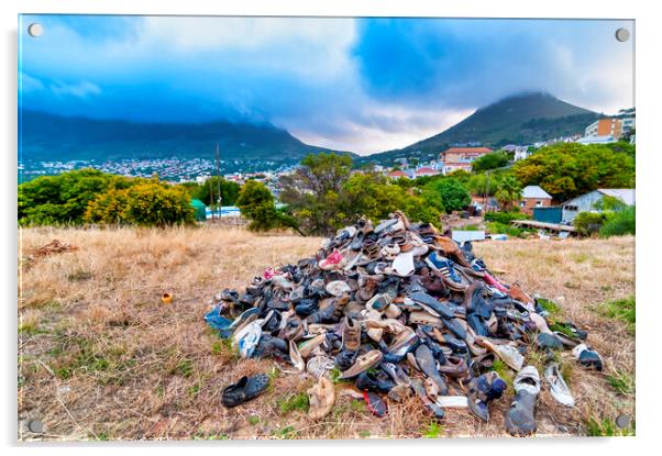 Pile of discarded shoes  Acrylic by Fabrizio Troiani