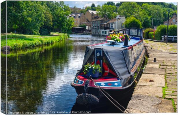 Rodley Barge Canal Leeds Canvas Print by Alison Chambers