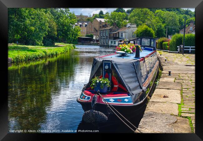 Rodley Barge Canal Leeds Framed Print by Alison Chambers
