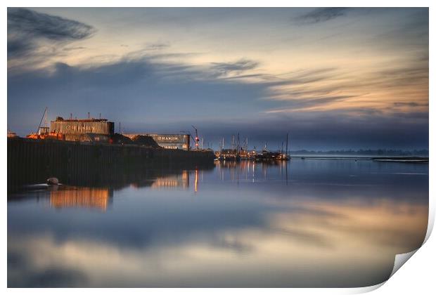 Early morning colours and reflections over the Brightlingsea Creek  Print by Tony lopez