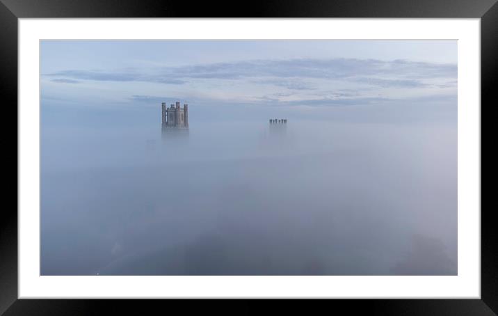 Misty dawn over Ely, 3rd September 2023 Framed Mounted Print by Andrew Sharpe