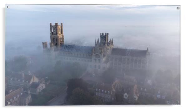 Misty dawn over Ely, 3rd September 2023 Acrylic by Andrew Sharpe