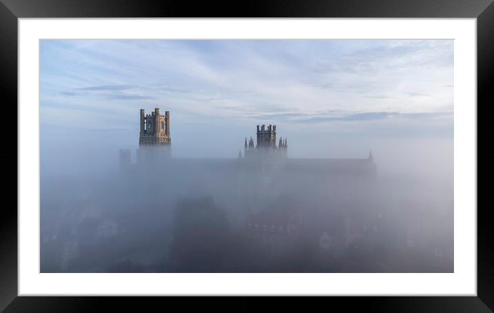 Misty dawn over Ely, 3rd September 2023 Framed Mounted Print by Andrew Sharpe