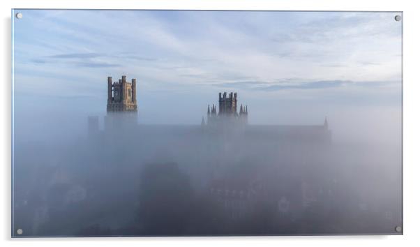 Misty dawn over Ely, 3rd September 2023 Acrylic by Andrew Sharpe