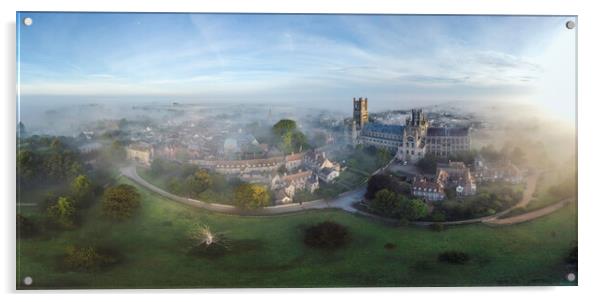 Misty dawn over Ely, 3rd September 2023 Acrylic by Andrew Sharpe