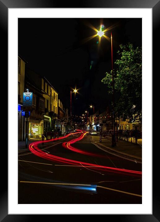 Daventry High Street at Night Framed Mounted Print by Helkoryo Photography