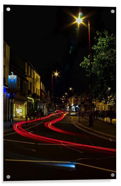 Daventry High Street at Night Acrylic by Helkoryo Photography