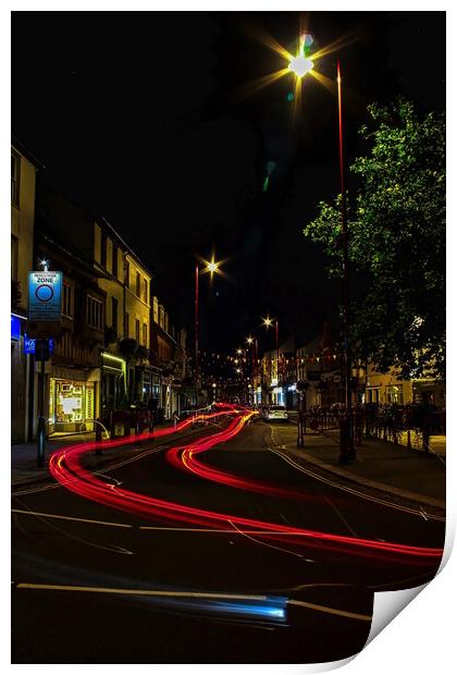 Daventry High Street at Night Print by Helkoryo Photography