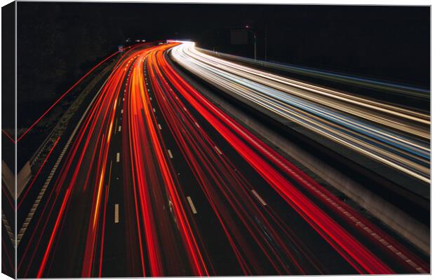 M1 Motorway Nightshot Canvas Print by Helkoryo Photography