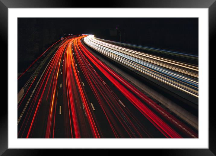 M1 Motorway Nightshot Framed Mounted Print by Helkoryo Photography