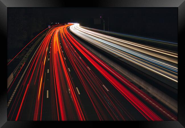 M1 Motorway Nightshot Framed Print by Helkoryo Photography