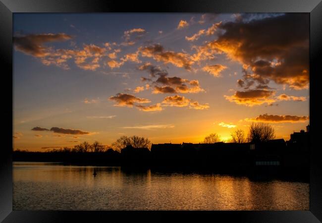 Sunset over Daventry Fishing lake Framed Print by Helkoryo Photography