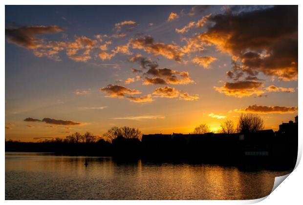 Sunset over Daventry Fishing lake Print by Helkoryo Photography