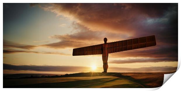 Enigmatic Angel of the North Silhouette Print by Guido Parmiggiani
