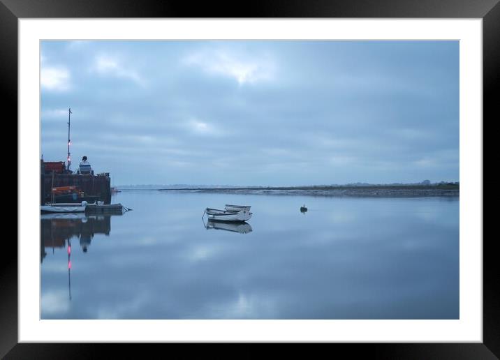 Outdoor Brightlingsea Harbour in  the morning blue  Framed Mounted Print by Tony lopez