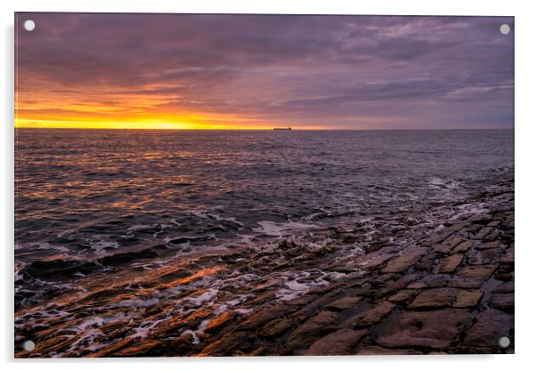 Cullercoats Pier Sunrise Acrylic by Tim Hill